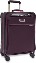Briggs & Riley 21' Global Carry On Expandable Spinner - Luggage for International Travel, Suitcases with Wheels, Softside Rolling Bag for Men & Women, Self-Repairing Zipper - Baseline Collection, Plum