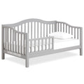 Dream On Me Austin Toddler Day Bed with Rails in Pebble Grey, Low to Floor Toddler Day Bed, Greenguard Gold & Baby Safety Alliance Certified, Non-Toxic Finishes, Side Safety Guard Rail