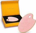 Gua Sha Facial Tool, Made with Premium Gold and Natural Ceramic Stone Face Massager for Jawline Sculpting, Puffiness & Lymphatic Drainage, Guasha Skin Care Tool for Women (Pink)