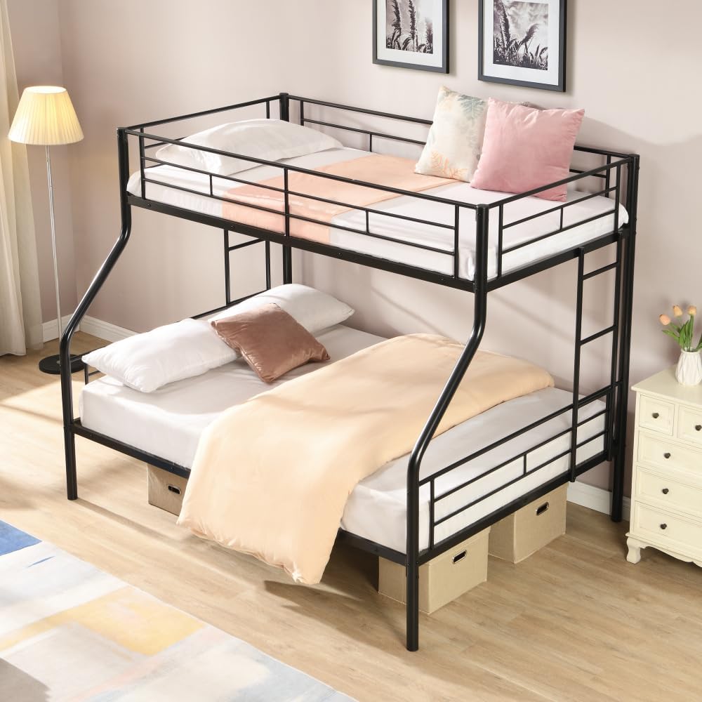 BUNK Bed Pink Twin Over Twin (Black + Metal-2)