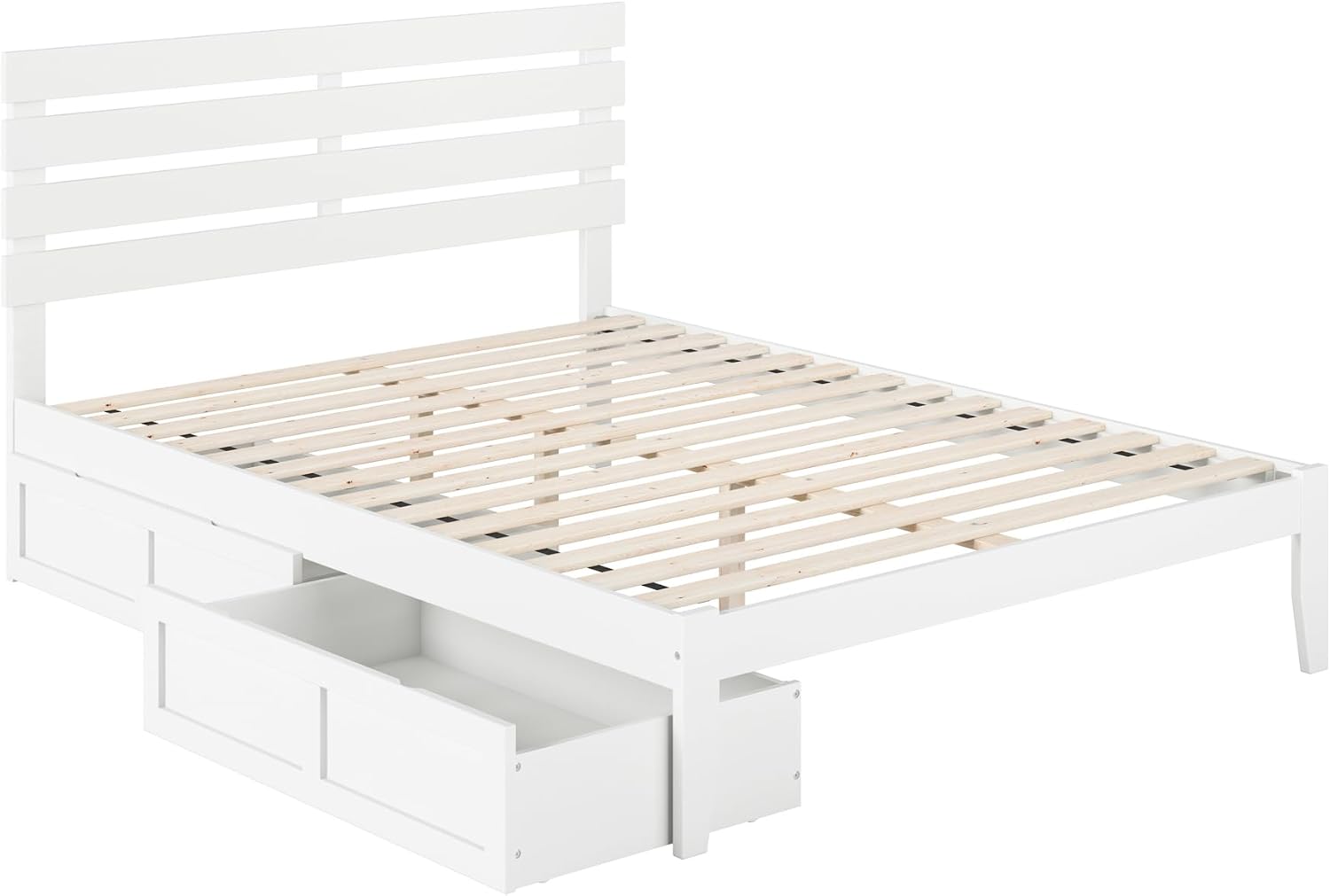 AFI, Oxford Queen Platform Bed with Set of 2 Underbed Storage Drawers, White