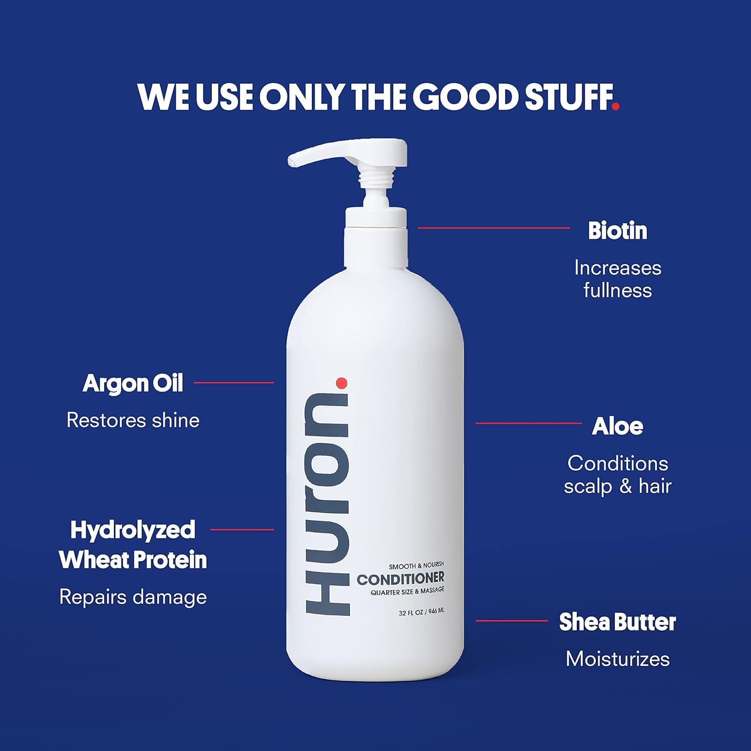 Huron Shower Kit for Men and Women – Shampoo, Conditioner & Body Wash with Sandalwood + Amber Scent, Hydrating, Phthalate-Free, non-toxic Ingredients for Hair & Skin Care, 30.3 fl oz (Pack of 3)