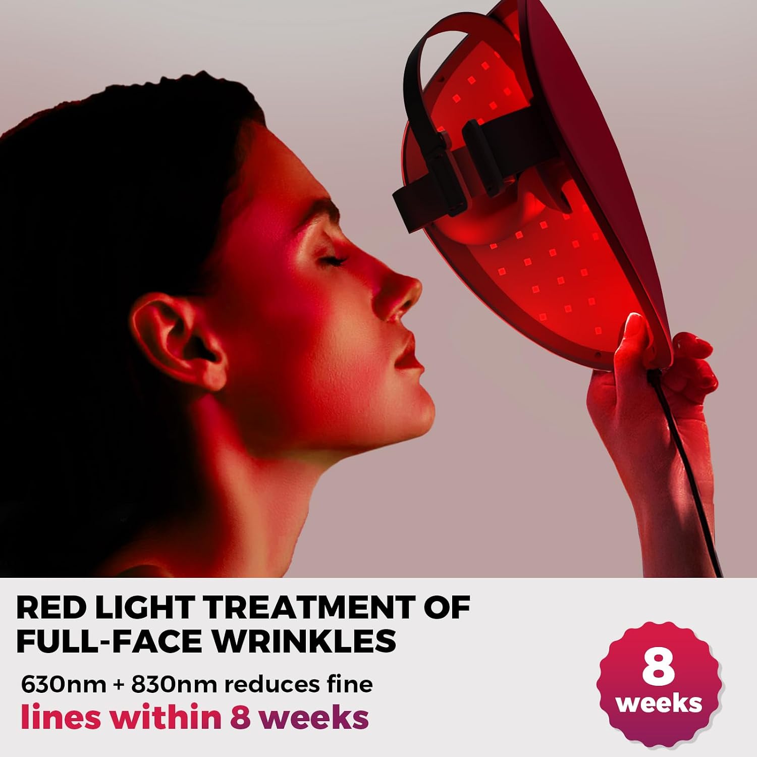 QuasarMD 3D LED Face Mask with Gold-Wire LEDs, Red & Infrared Light for Wrinkles, Blue Light Mode for Blemish Care, Advanced Light Therapy for Skin Rejuvenation & Radiant Look