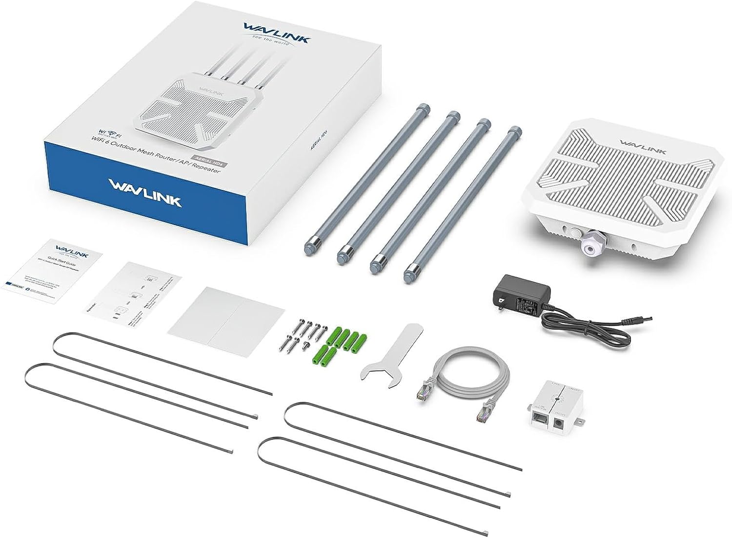 2026 AX1800 WiFi 6 Outdoor WiFi Extender, WAVLINK Long Range WiFi Extender Signal Booster with PoE, Work with Starlink, IP67 Waterproof, Supports Extender/AP/Repeater/Mesh Mode for Farm, RV