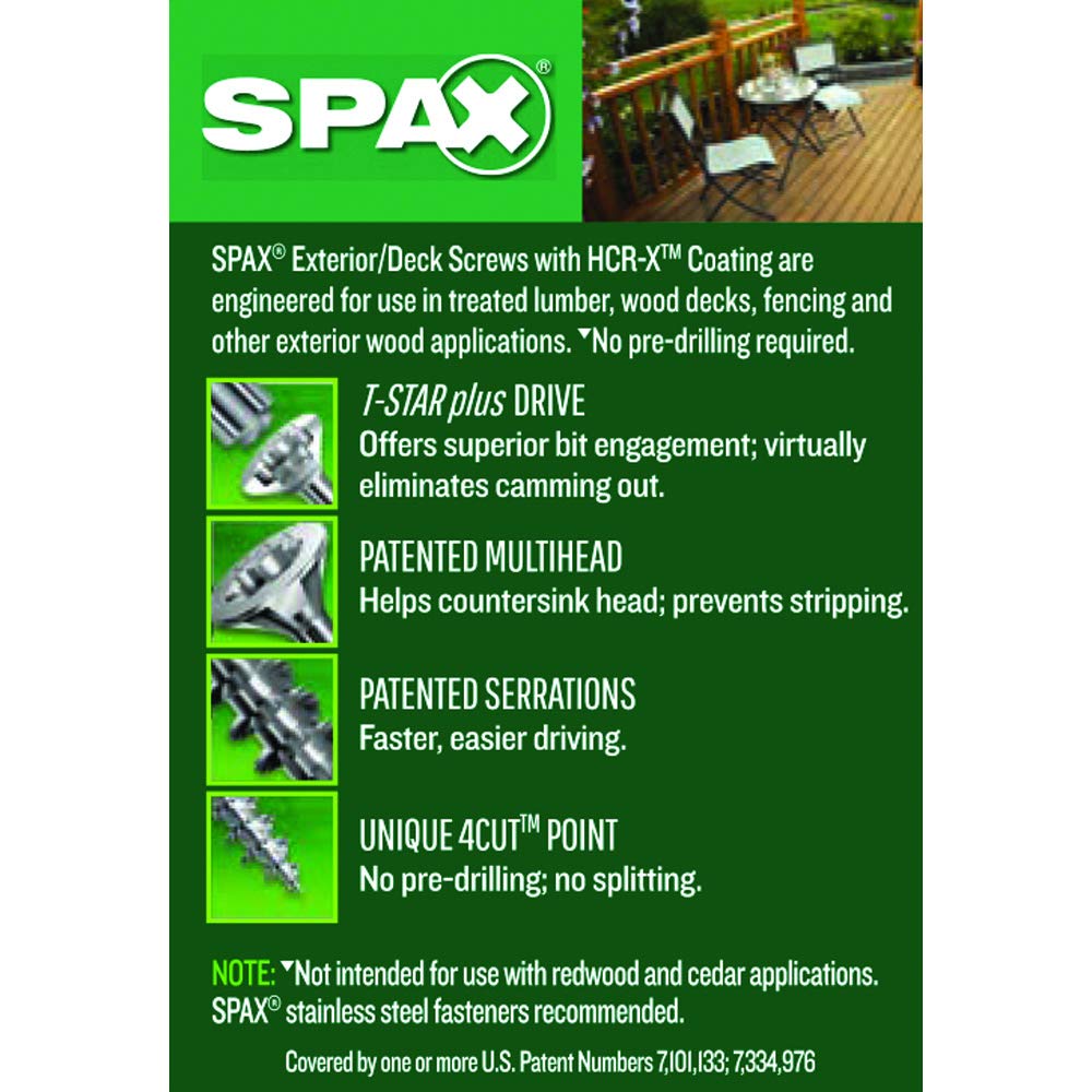 SPAX #14 x 3-1/2' Exterior Flat Head Deck Wood Screws Construction Torx T-Star Plus (1000 EA) Bulk Pail Bit Included Rust Resistant