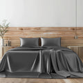 Twin XL Size 4-Piece Sheet Set Premium Mulberry Silk Bed Sheets Set Fits 14-16' Deep Pocket - Luxurious Soft Silk (Solid, Elephant Grey)