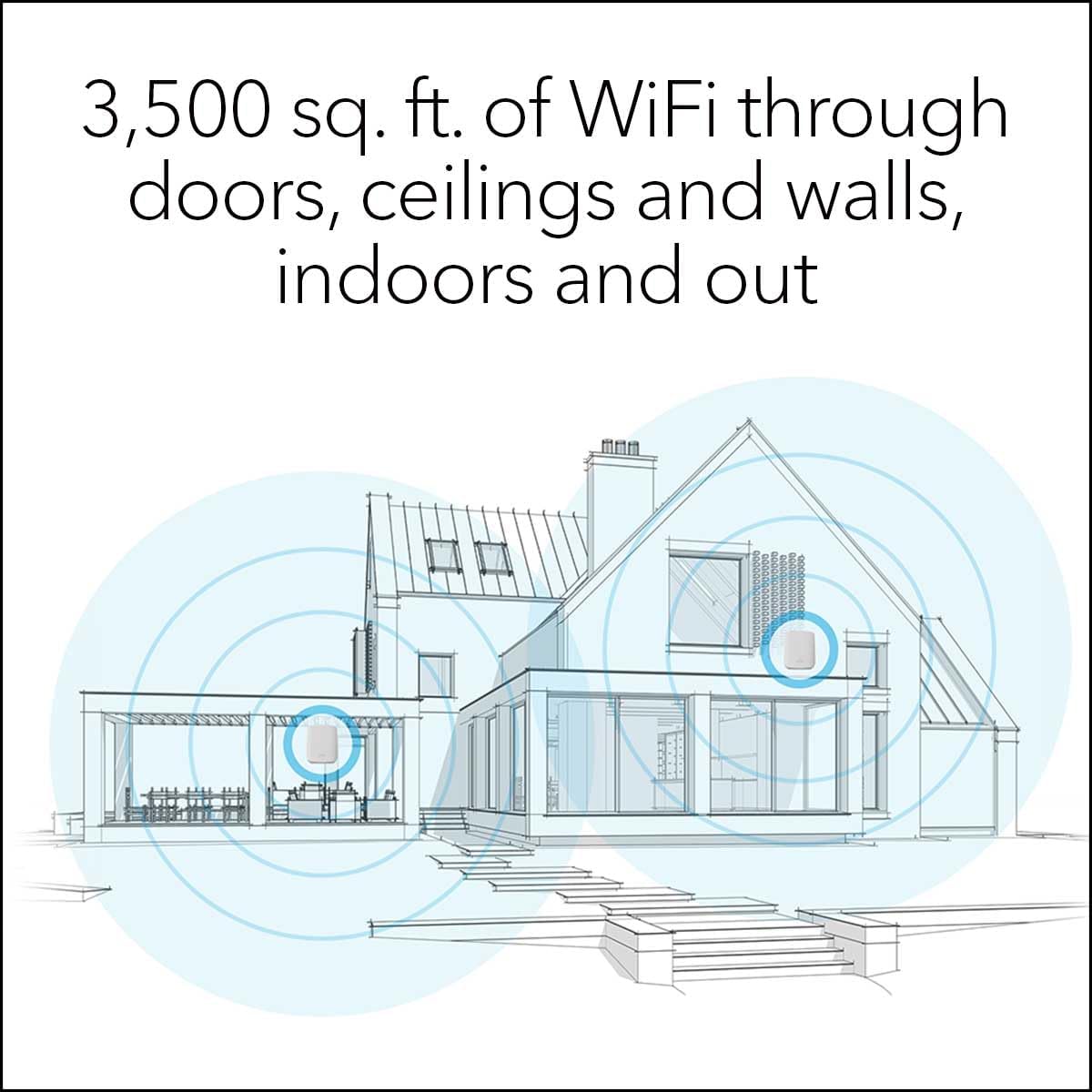 NETGEAR Orbi Whole Home Tri-Band Mesh WiFi 6 System (RBK652S) – Router + 1 Satellite Extender - Security Features - Coverage up to 3,500 sq. ft., 40 Devices - AX3000 (up to 3Gbps)