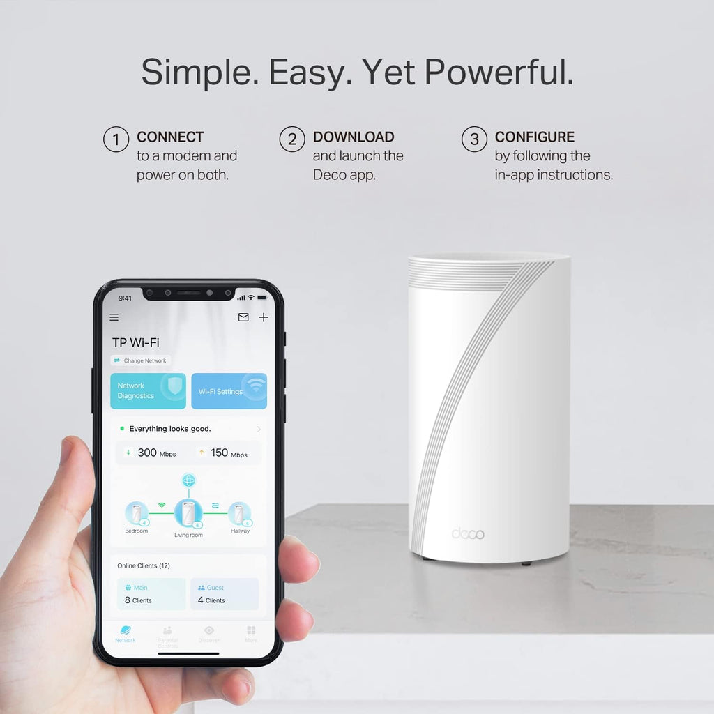 TP-Link Deco 7 Elite BE85 Tri-Band WiFi 7 BE22000 Whole Home Mesh System - 12-Stream 22 Gbps, 2X 10G + 2X 2.5G Ports, Wired Backhaul, 8X High-Gain Antennas, VPN, AI-Roaming, HomeShield (2-Pack)