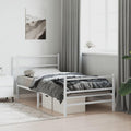 Twin Bed Frame White Metal Modern Design with Headboard and Footboard Sturdy Powder Coated Steel Construction for Bedroom Adults and Guests