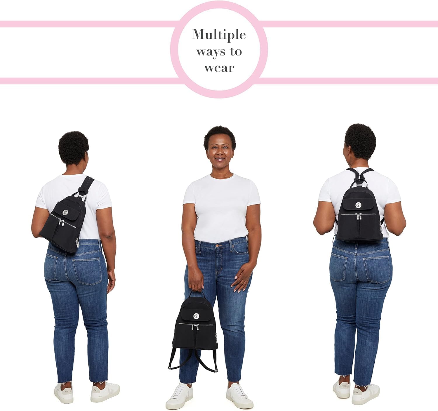 Baggallini Naples Convertible Backpack - Travel Sling Crossbody - 12' Nylon Handbag w/RFID & Padded Tablet Sleeve
