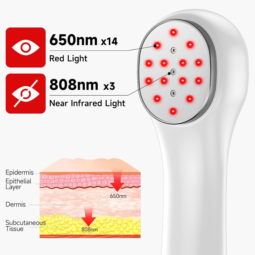Holsn Red Light Therapy Infrared Light Tharepy, Red Light Device for Body Pain Relief, Joint, Muscle & Tissue 14 * 650nm + 3 * 808nm