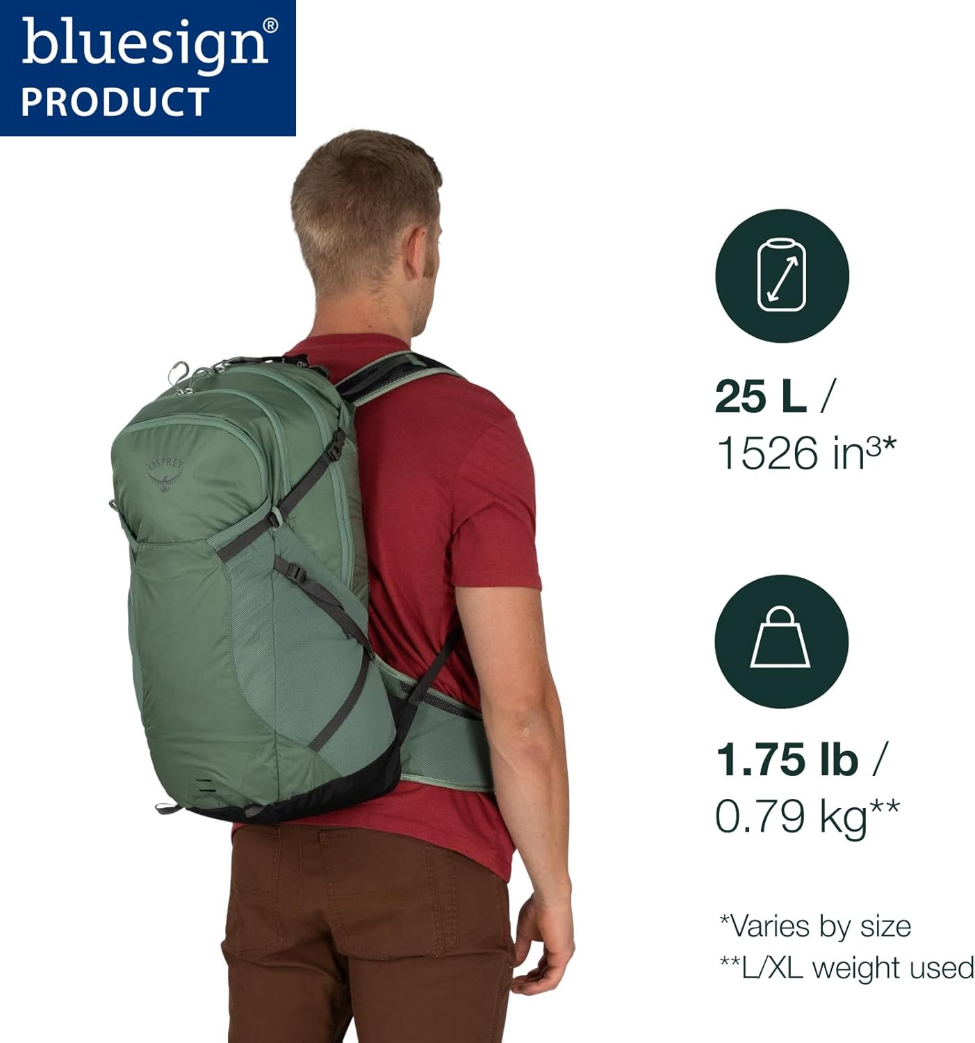 Osprey Sportlite 25L Lightweight Hiking Backpack for Men and Women, Blue Sky, M/L