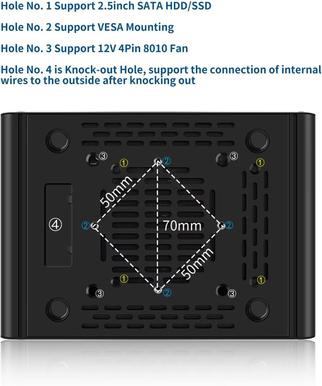 Mini Firewall PC N100 4 Core, 4 x i226V 2.5GbE LAN OPNsense Hardware, DDR5 8GB RAM 128GB SSD, Fanless Micro Computer Appliance, AES-NI, 3 Display, 2 x NVMe, 2 x SATA 3.0