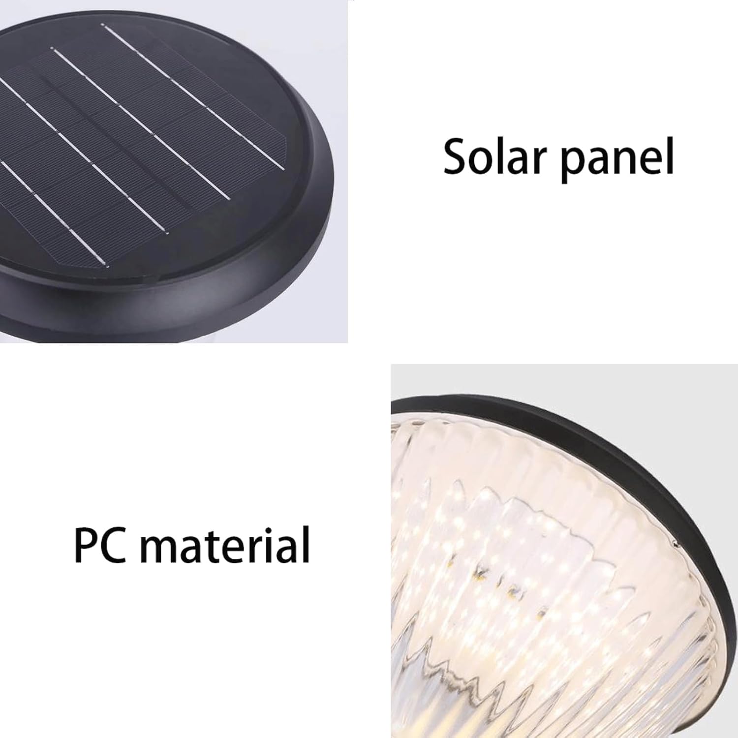 Solar Post Light, IP65 Outdoor Bollard Light, LED Solar Pillar Lamp, Round Column Lantern with Light Control, Aluminum and PC Exterior Garden Lighting Fixture for Yard Pathway Driveway