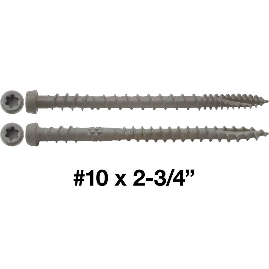 Jake Sales #10 x 2-3/4' Gray Colored Composite Decking Wood Screw with Torx/Star Drive Head - Exterior Coated - ACQ Lumber Compatible - 22 POUNDS ~1,750 Screws