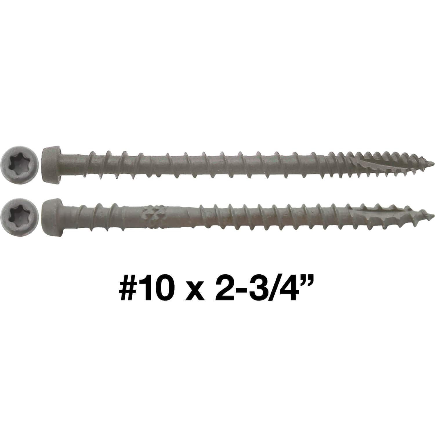 Jake Sales #10 x 2-3/4' Gray Colored Composite Decking Wood Screw with Torx/Star Drive Head - Exterior Coated - ACQ Lumber Compatible - 22 POUNDS ~1,750 Screws