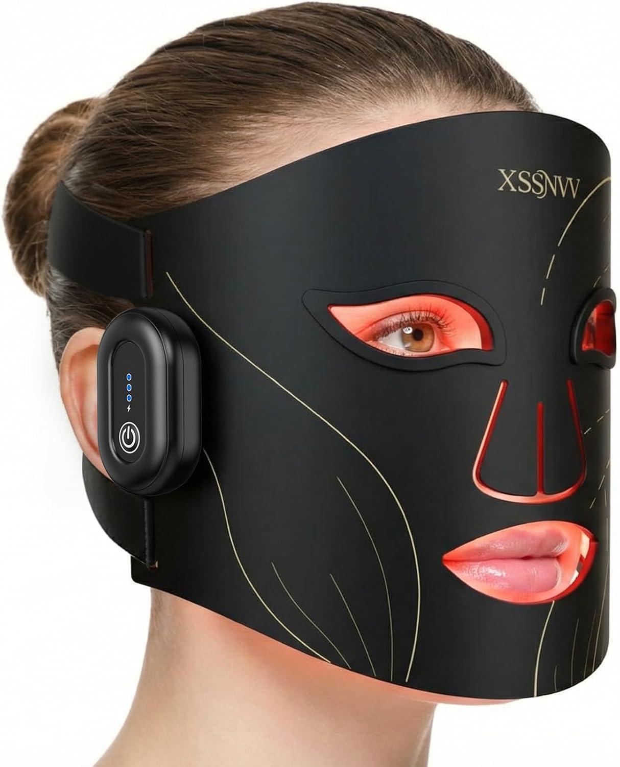 Red Light Therapy for Face – 4 Mode Cordless LED Face Mask with 850NM Infrared,630NM Red & Blue Light, 272 LED Beads, Eyes Protection, Rechargeable for At-Home & Travel