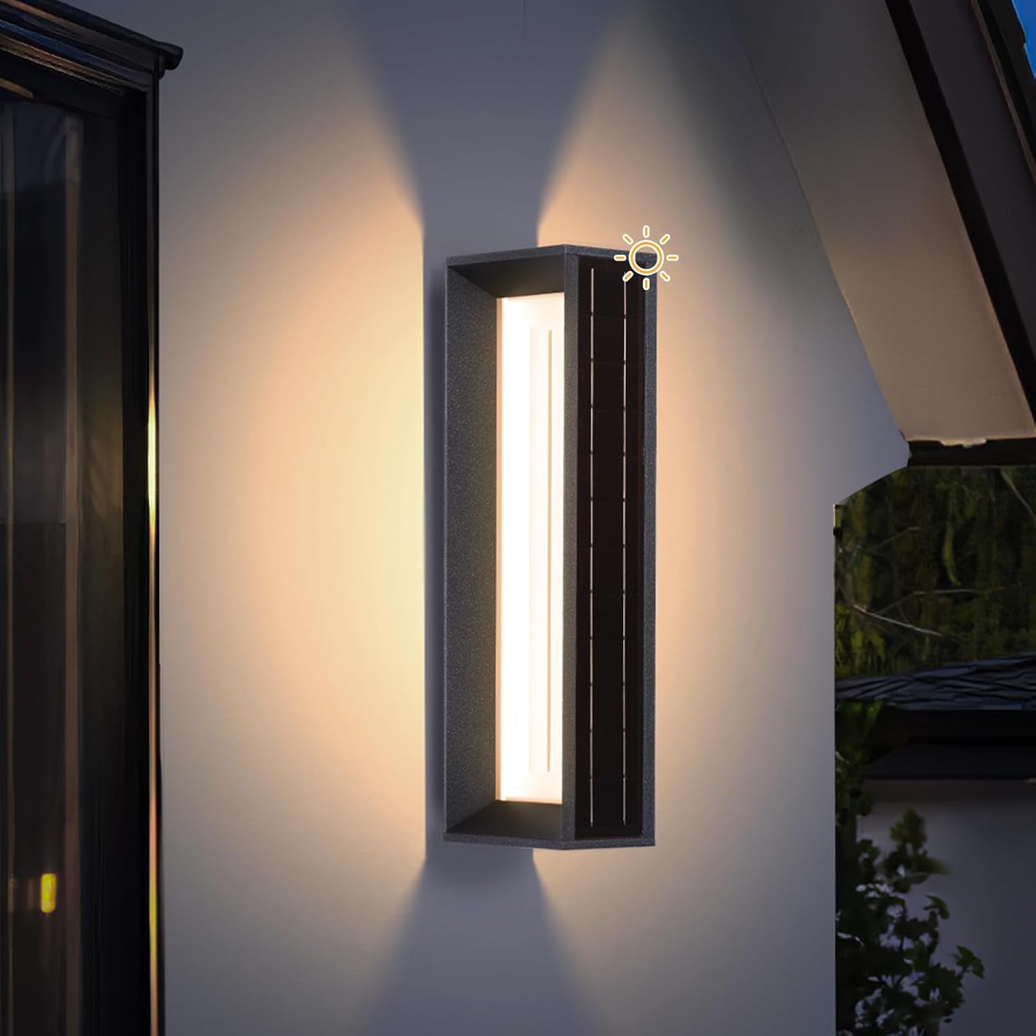 MVBT 20.5' Solar Wall Lights Outdoor Waterproof, 1 Pack Solar Wall Sconces Lights Outdoor, 3000K LED Modern Porch Light, Front Door Light Fixture Dusk to Dawn, Large Exterior Garage Light for House