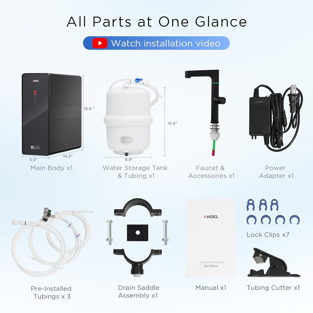 ANGEL X1 Pro Reverse Osmosis Water Filter, 7-Stage Under Sink Water Filtration System, 3 Years RO Life, 2:1 Pure to Drain, Reduces PFAS/PFOS, TDS, Chlorine, Bad Taste & Odor, Lead-Free