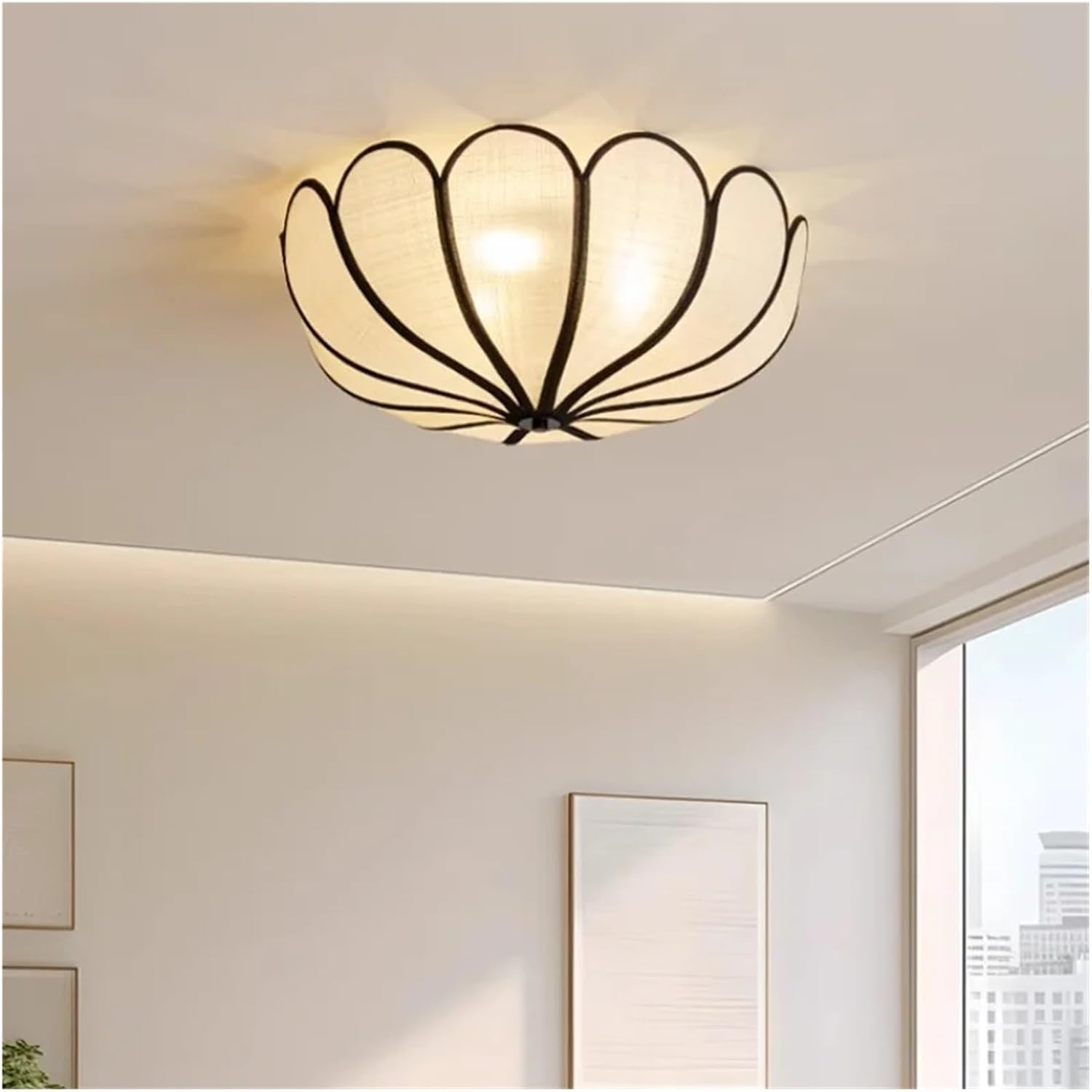 Nordic Ceiling Lamp Bedroom Romantic Ceiling Light Flower Creamy Petals Mounted Lamparas Led Luminarias