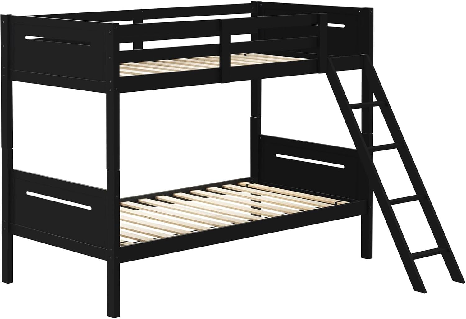 GOWE Black Twin/Twin Bunk Bed with Built-in Ladder