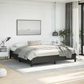 King Size Upholstered Platform Bed Frame Black Modern Minimalist Design Sturdy Engineered Wood and Faux Leather Easy Assembly for Bedroom