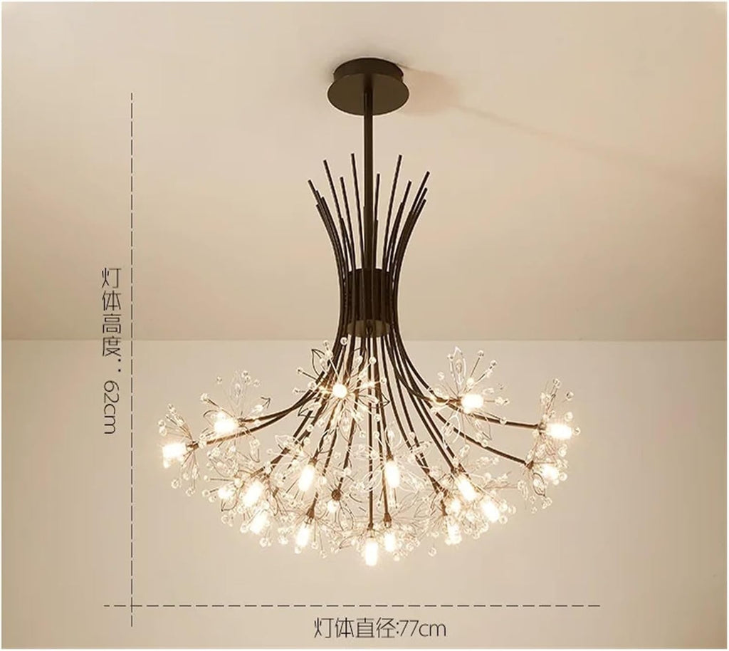 Modern Crystal Flowers Bouquets Chandeliers for Bedroom Dining Living Room Hotel Hall Home Led Pendant Lustre Luminaria Lamps Minimalist Design(77cm Black)