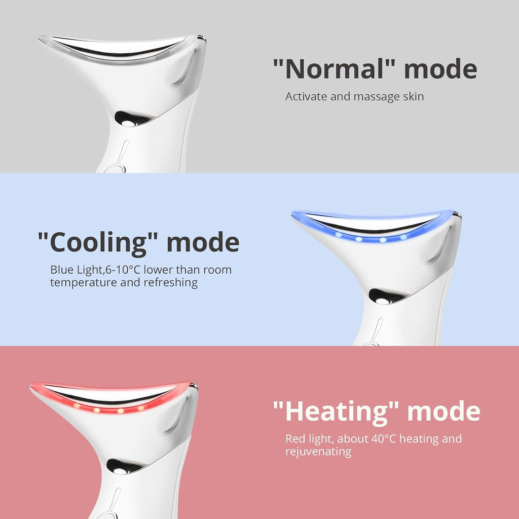 Ms.W Red Light Neck Face Massager, Facial Massager with Hot & Cold Modes for Skin Care, Vibration for Skin Tightening and Rejuvenation