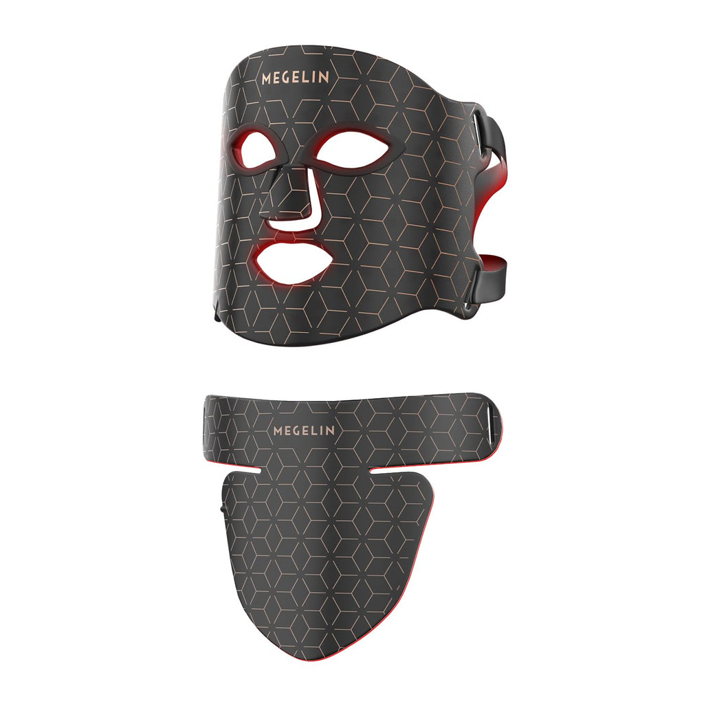 MEGELIN Led Red Light Therapy Face & Neck Mask, 7 Colors Led Light Therapy Facial Mask, Infrared Red Light Therapy Mask, Infrared Light Skin Rejuvenation(Black)