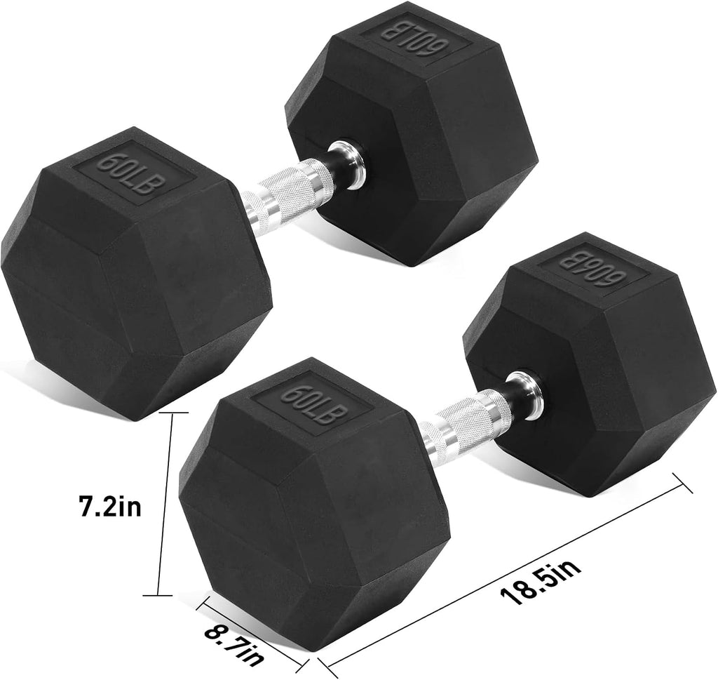 Dumbbell Set 15 lb-550 lb, Rubber Hex Free Weights Without Rack, Heavy-Duty Home Gym Equipment for Strength Training, Muscle Building and Full Body Workouts