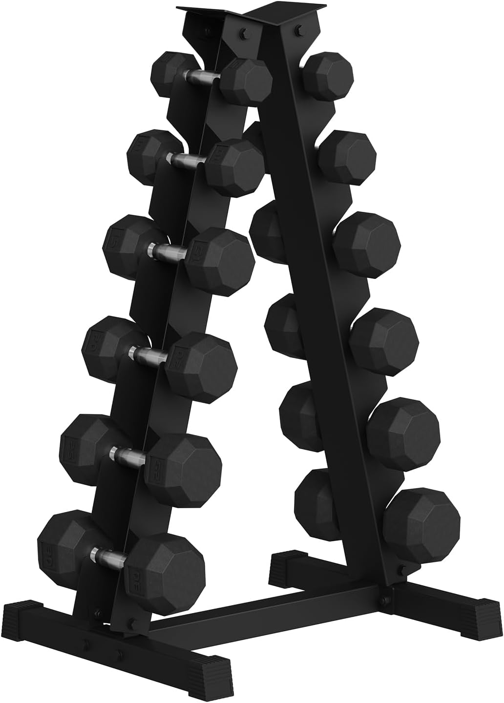 GarveeLife Premium Rubber Coated Hex Dumbbell Weight Set with Rack, Multiple Packages,210 LBS(6 pair) for Home Gym, Coated Hand Weights for Strength Training, Workouts