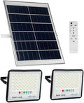 2 Pack 100W LED Solar Flood Lights Outdoor with Remote,Dusk to Dawn Solar Security Street Light Waterproof IP67 for Fence,Garden,Pool,Barn,Lawn,Flag Pole White