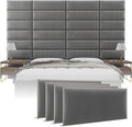 Vänt Upholstered Wall Panels - King/Cal King Size Wall Mounted Velvet Headboards - Velvet Smoke Grey - Twin/King - Set of 4 Panels (Each Individual Panel 39'x11.5')