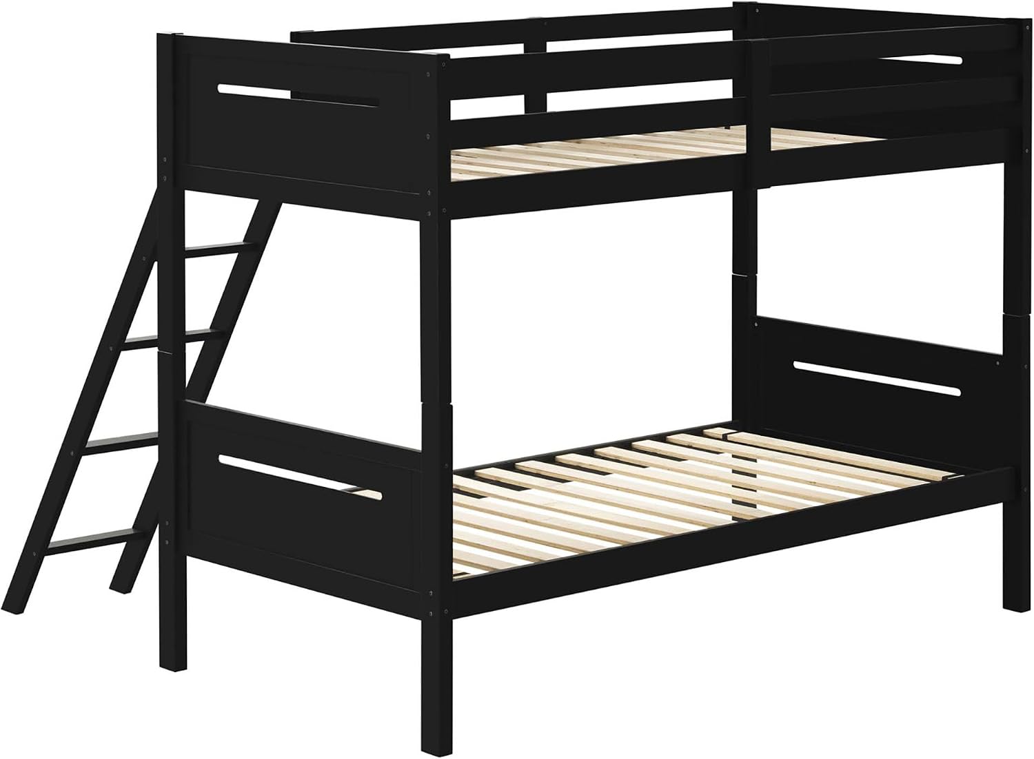 GOWE Black Twin/Twin Bunk Bed with Built-in Ladder
