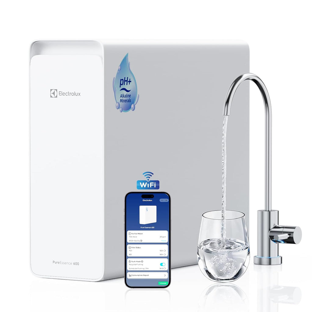 Electrolux WiFi 600GPD Tankless Reverse Osmosis System, Alkaline Mineral pH+, 3:1 Pure to Drain Under Sink RO Filter, 10-Stage RO Water Filtration System, Auto-Flush & App Control
