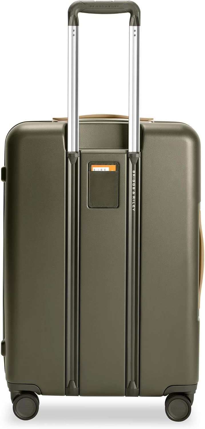 Briggs & Riley 27' Medium Expandable Spinner - Checked Luggage for Travel, Suitcases with Wheels, Hardside Rolling Bag for Men & Women, Self-Repairing Zipper - Sympatico Collection, Olive