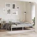 White Powder-Coated Steel Double Modern Bed Frame with Headboard, 76.0 in Wide 80.0 in Long, Durable Metal Construction for Adults and Guests, Contemporary Design, Sturdy