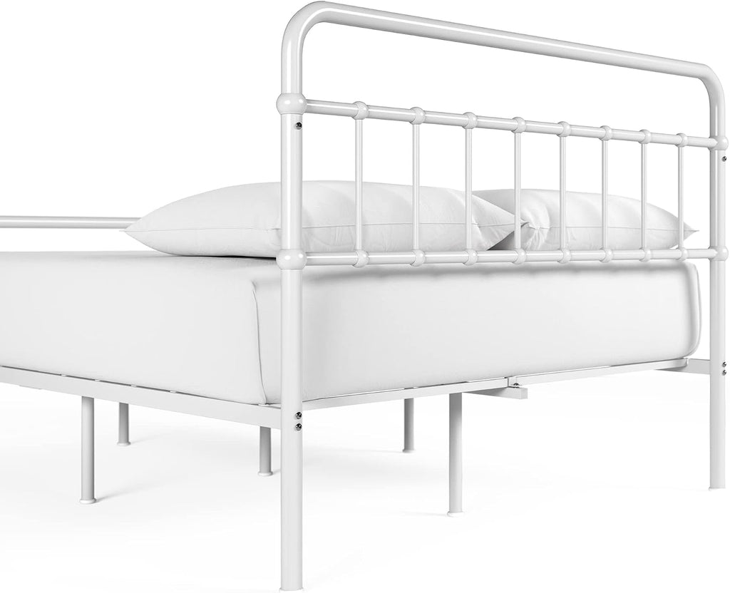 Zinus Florence Metal Platform Bed Frame, Mattress Foundation, No Box Spring Needed, Easy Assembly, White, Twin