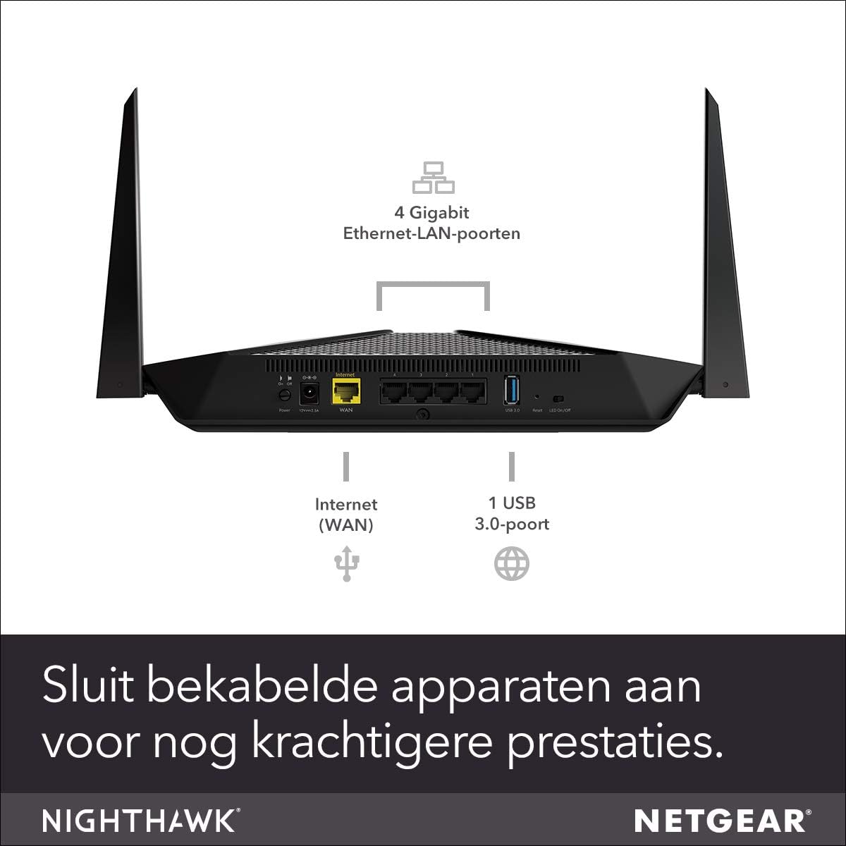 NETGEAR AX3000 Nighthawk AX4 Router New Retail, RAX40-100PES (New Retail Band WiFi 6 4-Stream)