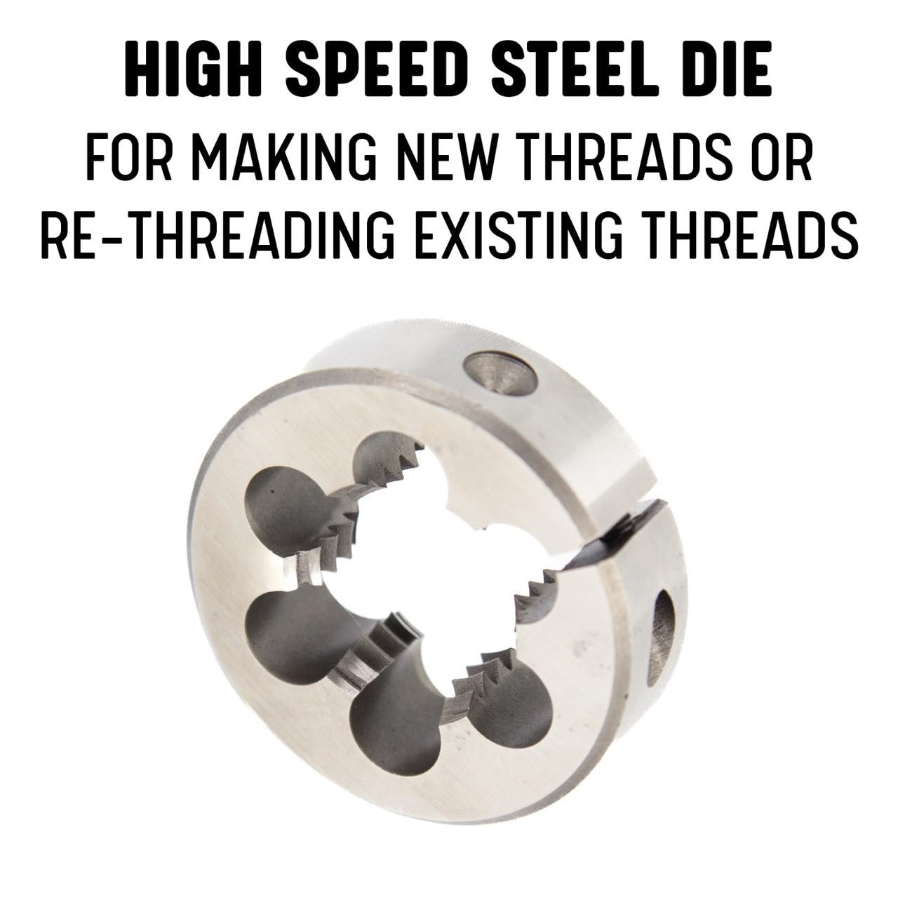 Drill America 12 Piece NF HSS Round Tap and Die Set (1/4-1/2) with 1 OD Round Dies and Handles