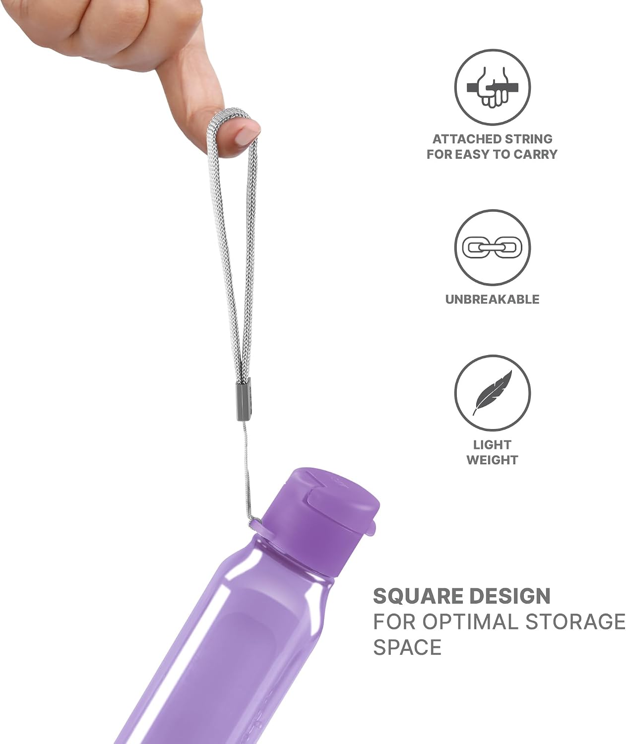 Bulk Multicolor Water Bottles Set of 192 10oz Leak Proof with Carry Strap Square Reusable for Kids and Adults BPA-Free Dishwasher-Safe
