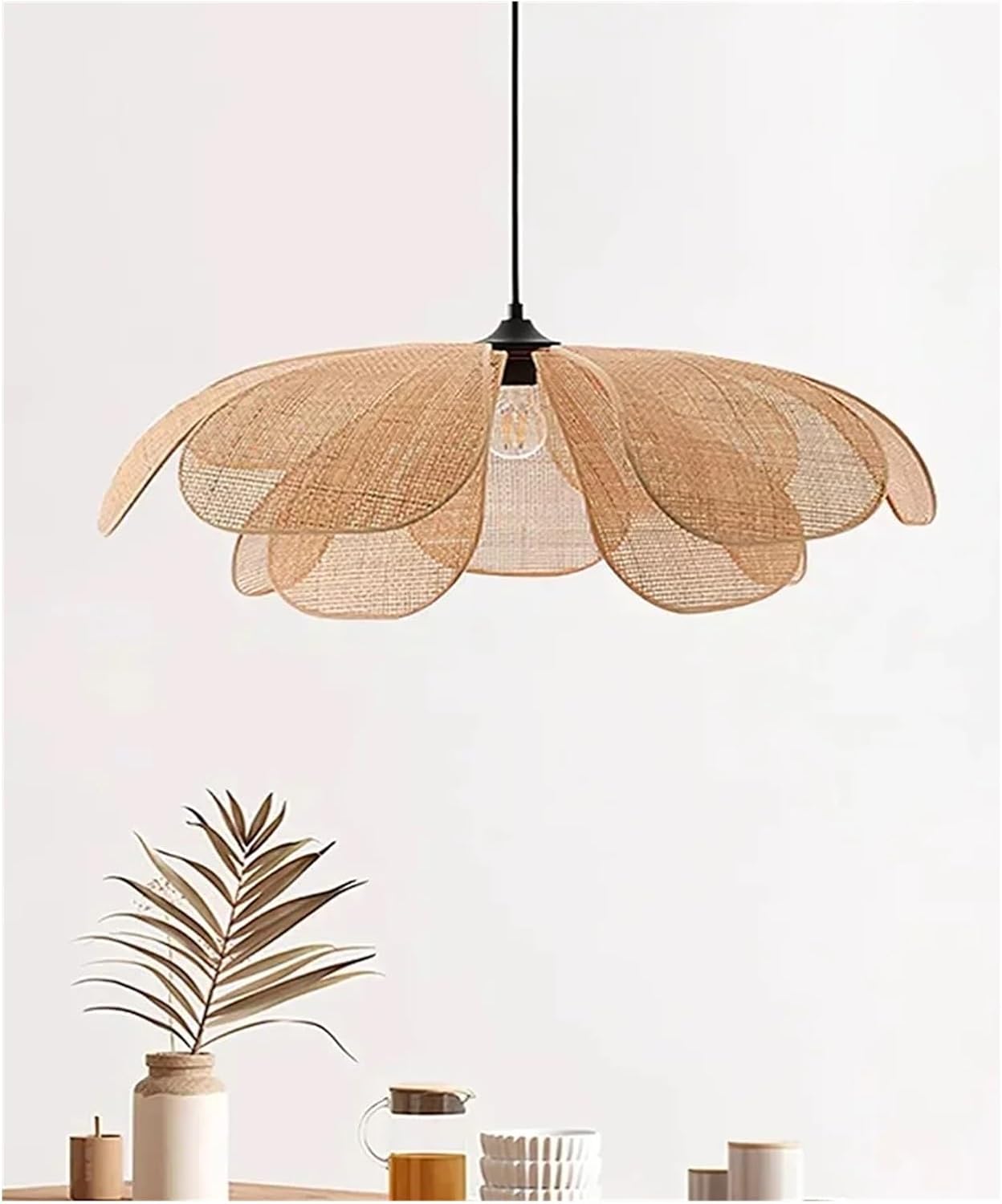 Modern Chandelier, Japan E27 Handmade Rattan Pendant Lights for Living Room Chandelier Bar Loft Hanging Lamp Lustre Home Decor Luminarias(A Ceiling D60cm,3 Chang)
