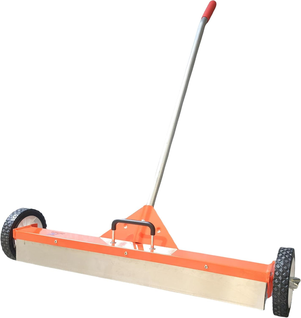 Zeluga 10-494 30 inch Rolling Magnetic Sweeper with Wheels, Powerful Magnets Box with Quick Release Handle, Orange