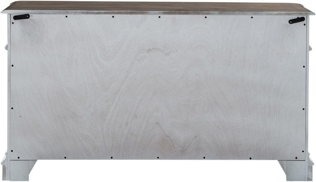 Liberty Furniture Magnolia Manor Filing Credenza for Home Office - Antique White & Weathered Bark