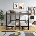Twin Size Loft Bed with Table Sets Transformable to Twin Over Twin Bunk (Black + Steel + Twin)
