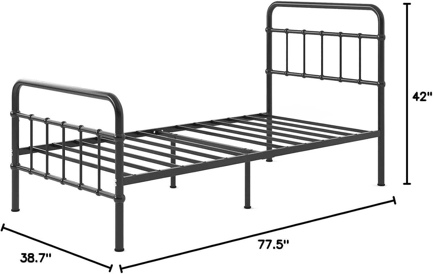 Zinus Florence Metal Platform Bed Frame, Mattress Foundation, No Box Spring Needed, Easy Assembly, Black, Twin