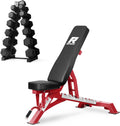 RITFIT 300/350/650LBS Rubber Coated Hex Dumbbell Set with Rack and Multi-Position Weight Bench, 1300LB Capacity for Full Body Workout