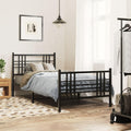 Black Steel Twin Bed Frame with Headboard and Footboard, Sturdy Rectangular Traditional Design for Bedroom Furniture, Heavy-Duty Metal Structure, 4-Piece Set
