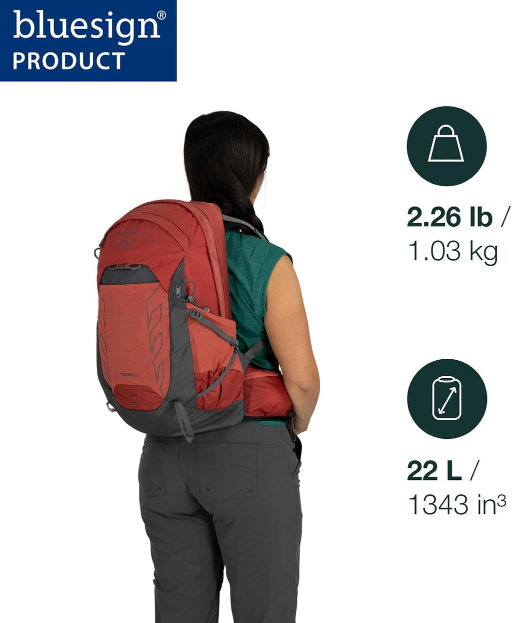 Osprey Tempest 22L Women's Lightweight Hiking Backpack - Small Daypack for Travel & Camping, Red Pampas/Coal Grey