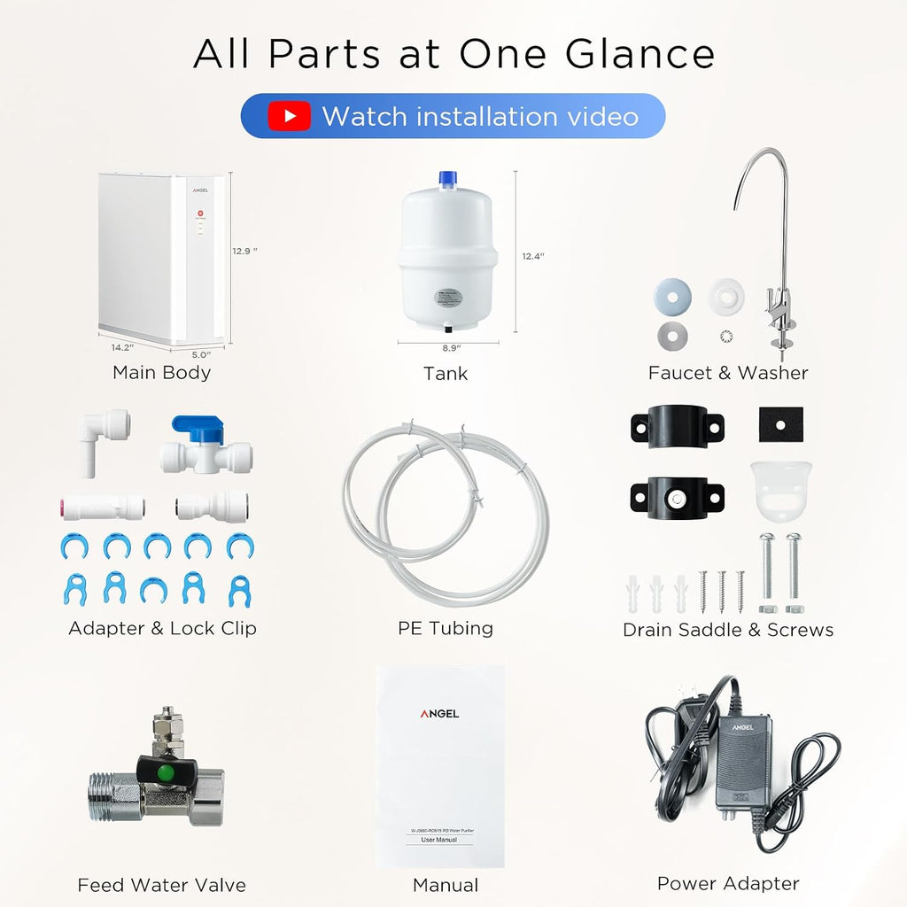 ANGEL X1 Reverse Osmosis Water Filter, 7-Stage Under Sink Water Purifier, 3-Year Long-Lasting RO Water Filtration System, 2:1 Pure to Drain, Reduces PFAS/PFOS, Compact & Easy to Install, Lead-Free